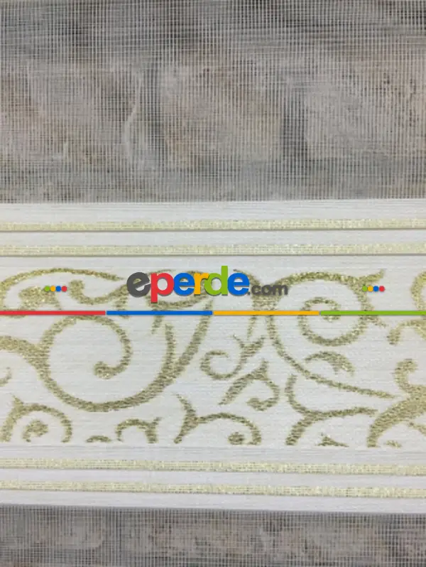 Jakarlı Zebra Perde Altın Simli- Altın- Çok Renkli 2