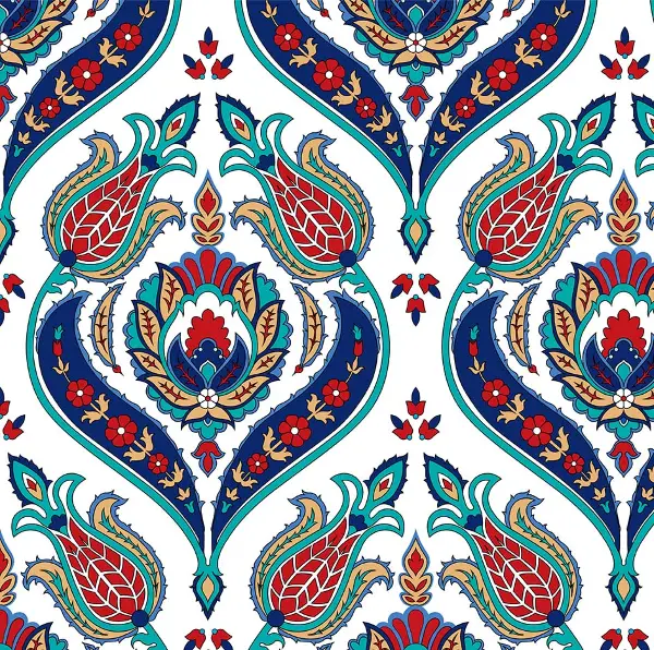 Mavi Osmanlı Desenli Fon Perde Evm606 Kumaşı Kalındır Duck Bezi Değildir- Mavi-Kırmızı-Beyaz-Turkuaz