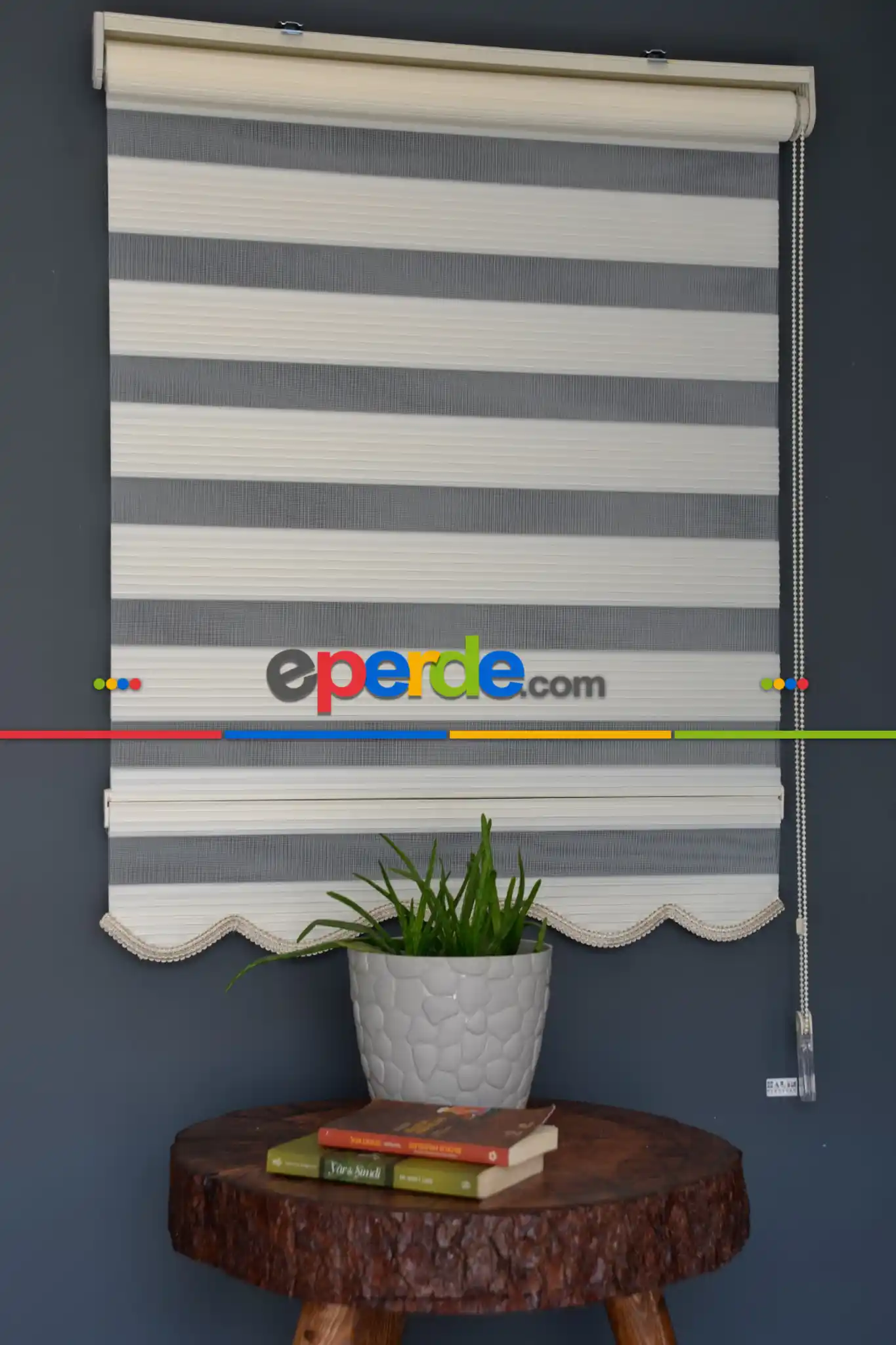 Halim Perdesan Dp-02 Ekru Renk Etekli Veya Eteksiz Dar Pliseli Zebra Stor Perde