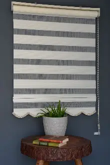 Mutfak - Halim Perdesan Dp-02 Ekru Renk Etekli Veya Eteksiz Dar Pliseli Zebra Stor Perde