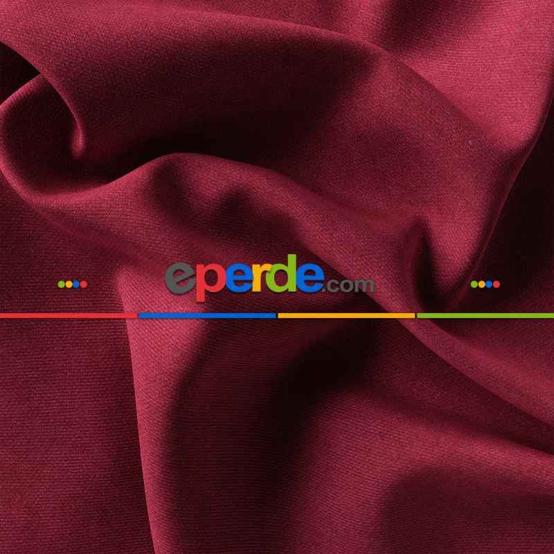 Kadife Dokulu Fon Perde Pilesiz Tek Kanat Bordo