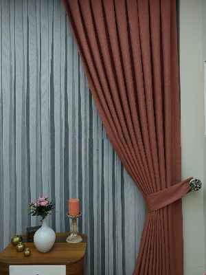 Keten Açık Kiremit Renk Düz Fon Perde- Kiremit Rengi