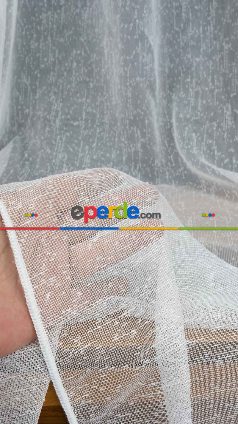 Keten Şantuk Düz Tül Perde 2021- Ekru - Kurşunlu Tül