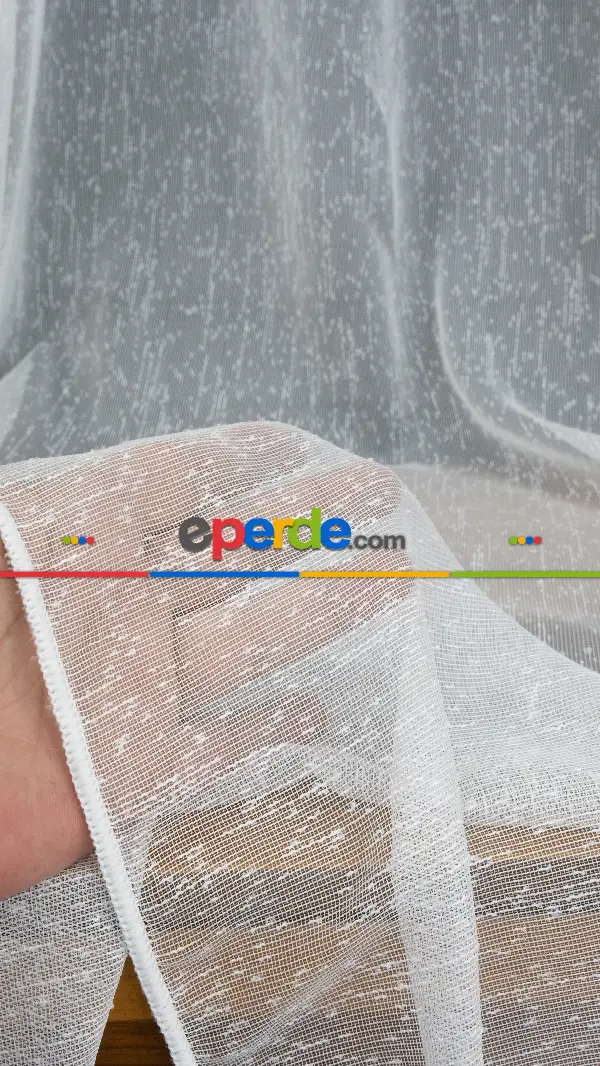 Keten Şantuk Düz Tül Perde 2021- Ekru - Kurşunlu Tül