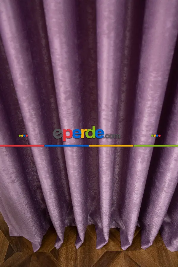 Salon - Soft Fon Perde Koyu Lila Dökümlü En - Lila Koyu Lila