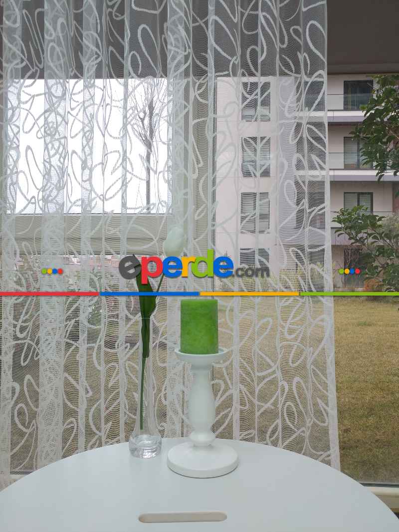 Salon Tül - Fransız Dantel 2021 Tül Perde- Ekru