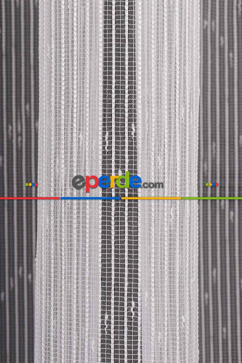 Yatak Odası - Çizgili Nokta Desen Armür Tül Perde Akdz 1077