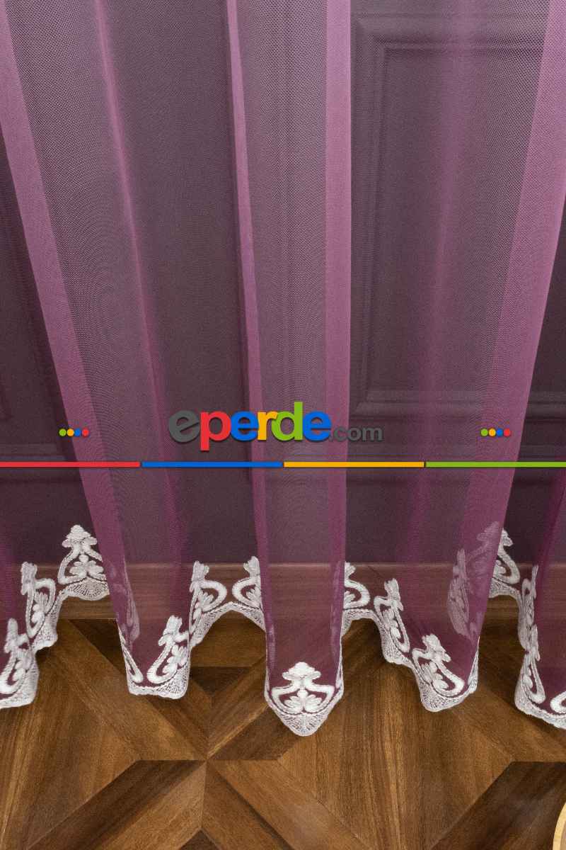 Mürdüm Tül Yarım Renkli Degrade Tül Renkli Tül