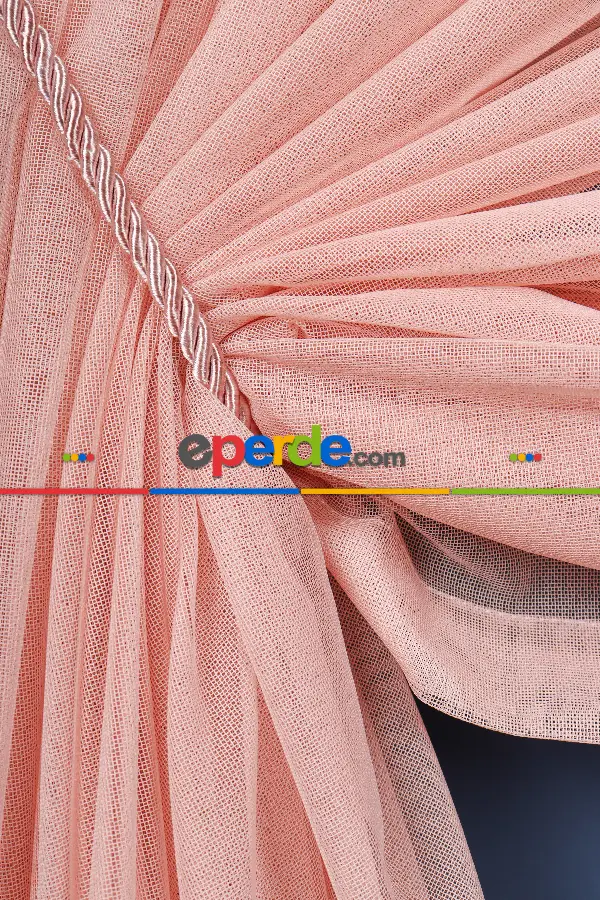 Salon Tül - Pudra - Mint Renkli Krevize Düz Tül Perde ( Kordon Hediyeli )