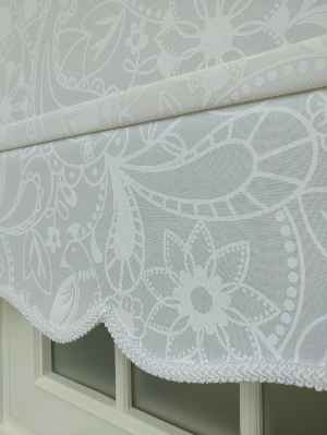 Desenli Mutfak Stor Perde- Beyaz