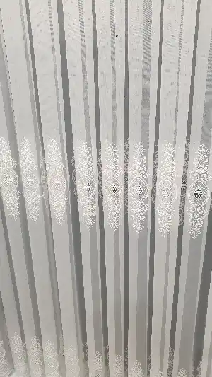 Salon Tül - Taç Damask Trend Zemin Sıra İşlemli Ütü İstemez Kırışmaz Salon Tül