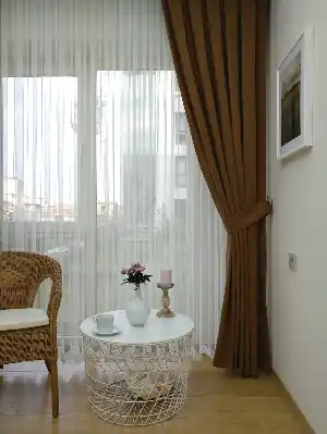 Sütlü Kahve Düz Fon Perde 180cm En- Sütlü Kahve