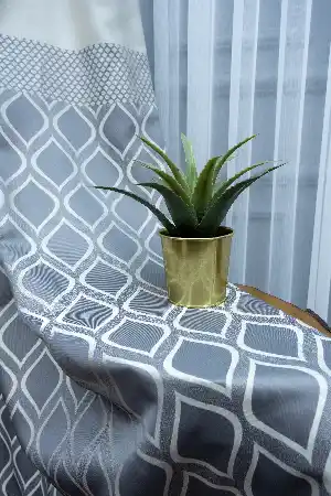 Modern Pano Fon Perde Bantlı Çift Renk - 503- Gri-füme-antrasit-bej-gri Açık