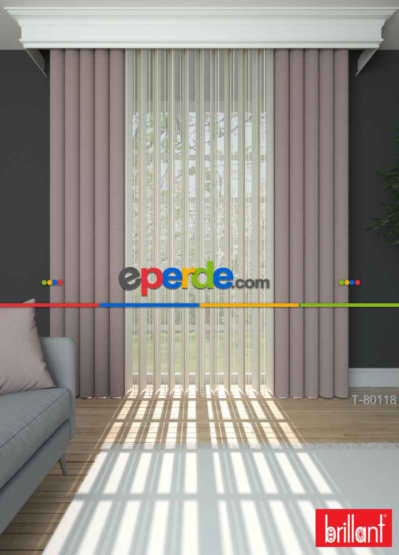 Brillant Akıllı Tül Perde Pudra Pembe Renkli Tül Dikey Zebra Perde Düz 1. Kalite