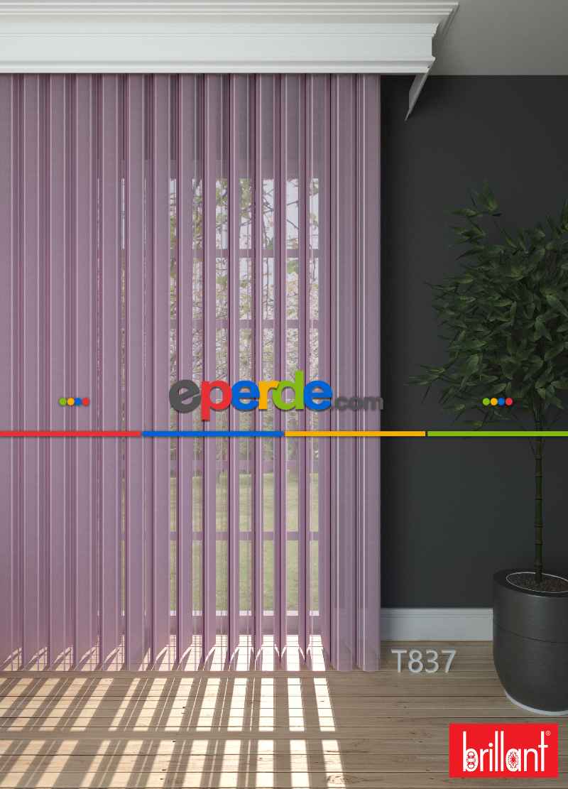 Brillant Akıllı Tül Perde Gül Kurusu Renkli Tül Dikey Zebra Perde Düz 1. Kalite