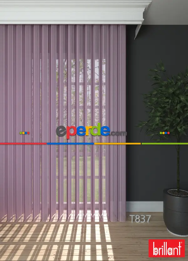 Yatak Odası - Brillant Akıllı Tül Perde Gül Kurusu Renkli Tül Dikey Zebra Perde Düz 1. Kalite