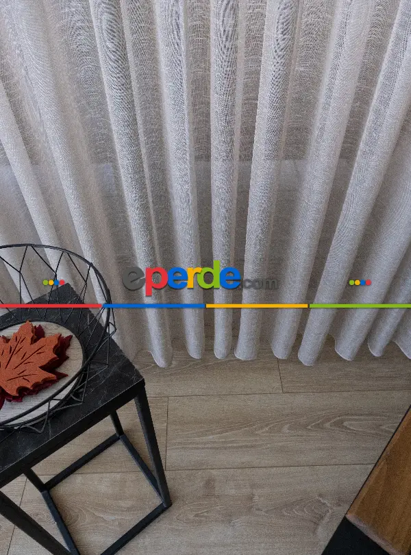 Sütlü Kahve Zemin Tül Keten Efektli İplikten Ütü İstemez 1.kalite - Kurşunlu Tül