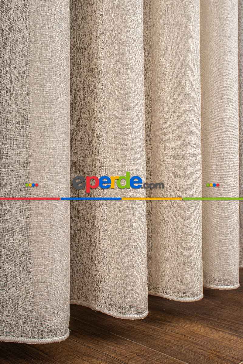 Yatak Odası - 5 Renk Seçeneği - Özel Seri Krem Keten Tül Perde - Premium Seri - Ana Görsel Sütlü Kahve Rengindedir.