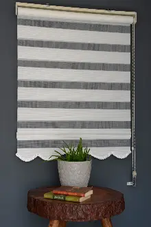 Halim Perdesan Dp-01 Beyaz Renk Etekli Veya Eteksiz Dar Pliseli Zebra Stor Perde