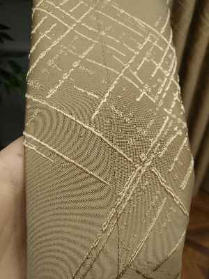 Jakar Desenli Fon Perde- Altın-kahve Açık