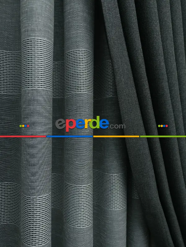 Yatak Odası - Keten Gri Renk Düz Fon Perde- Gri-füme-antrasit