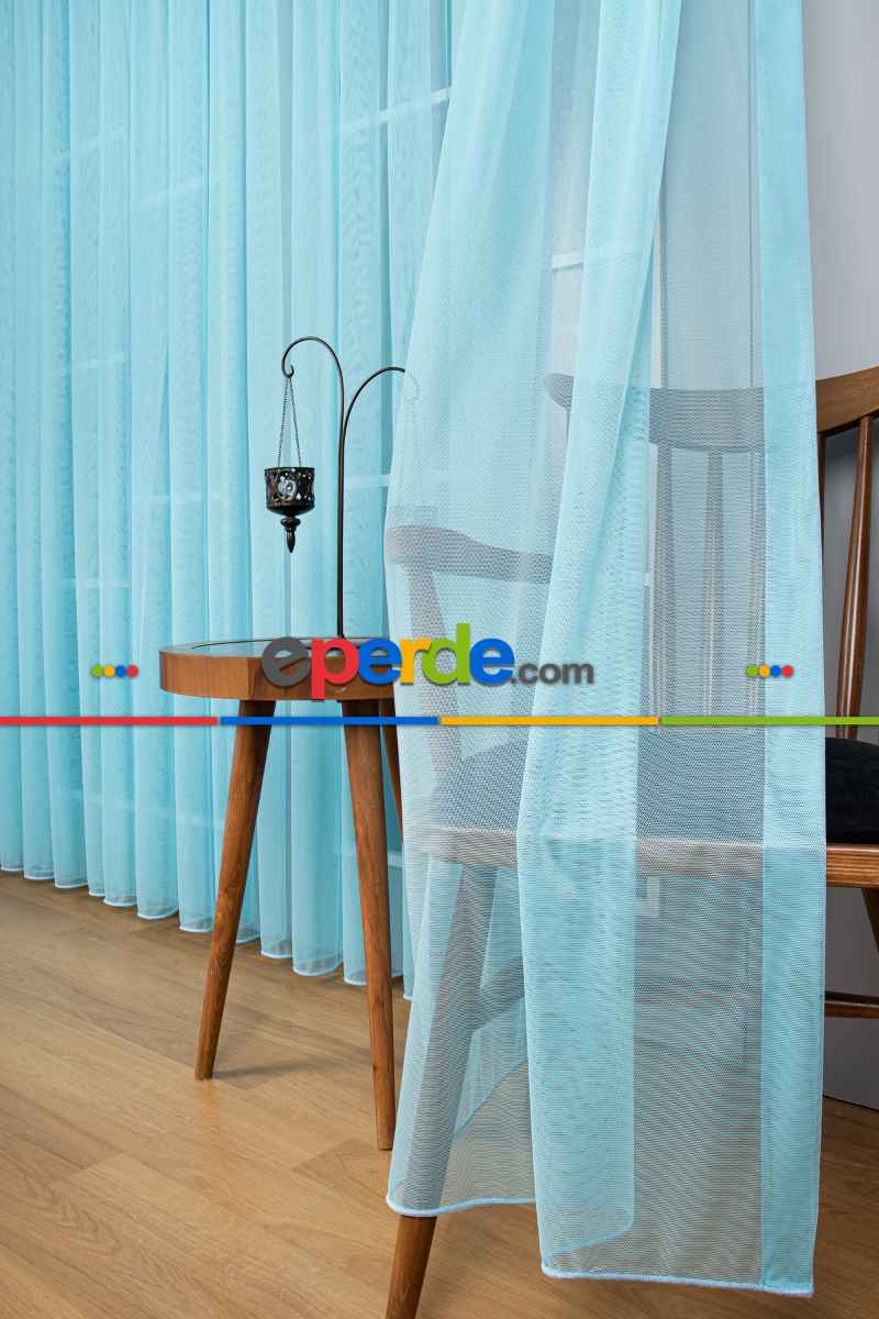 Yatak Odası - Turkuaz Grek Tül Perde Petek Zemin