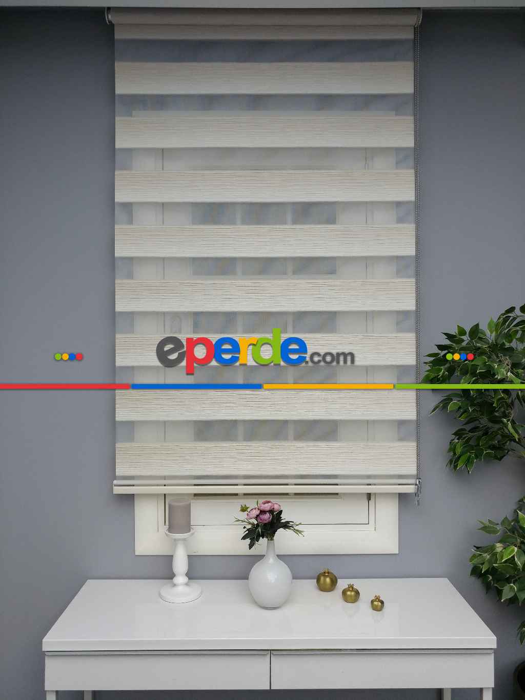 Renk Geçişli Pliseli Zebra Beyaz-krem Yeni Sezon Perle Home