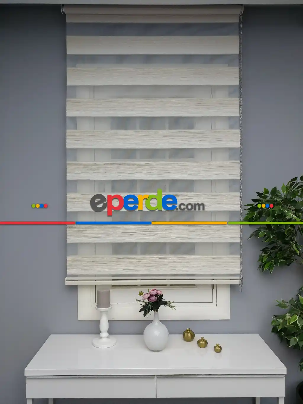 Renk Geçişli Pliseli Zebra Beyaz-krem Yeni Sezon Perle Home