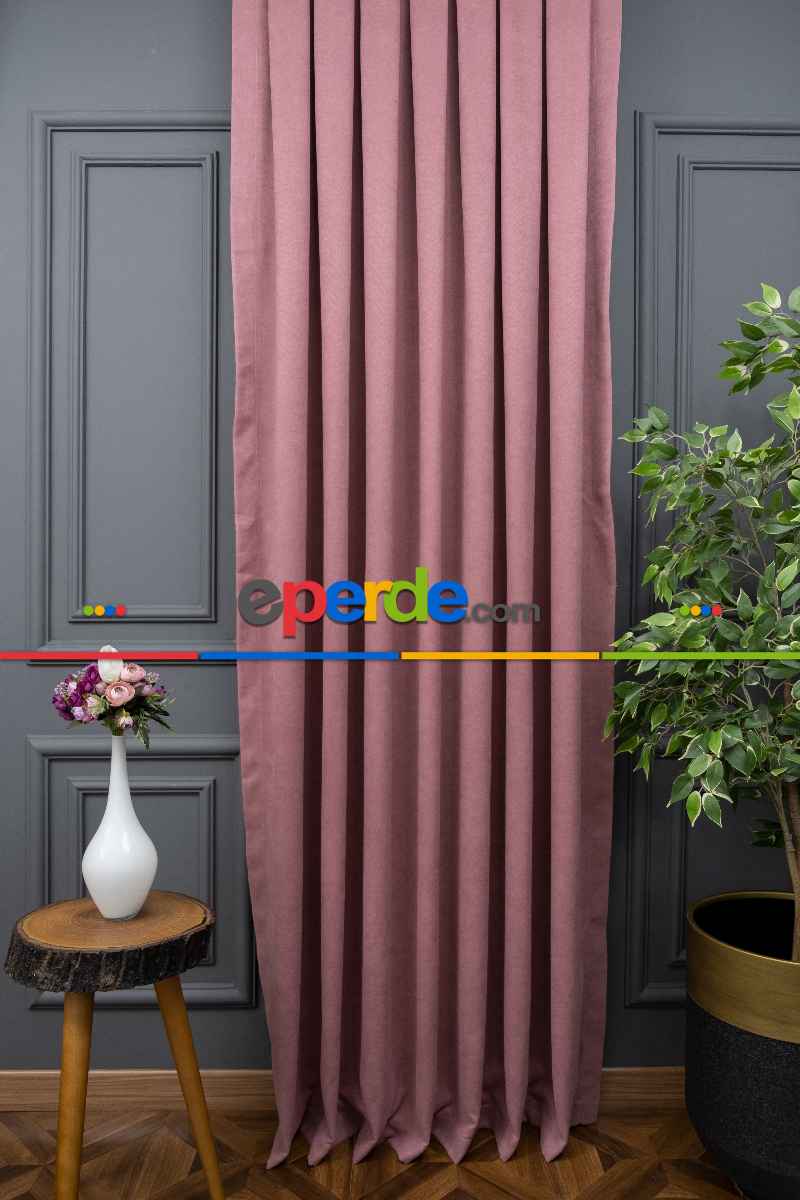 Gül Kurusu Düz Fon Perde En Dökümlü Fon Perde