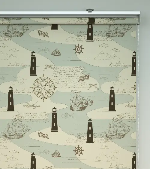 Denizfeneri Desenli Baskılı Stor Perde- Çok Renkli