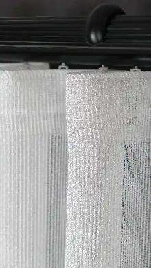 Ekru Çizgili Tül Perde, Ağır Gramajlı Premium Seri, Eteği Kurşunlu