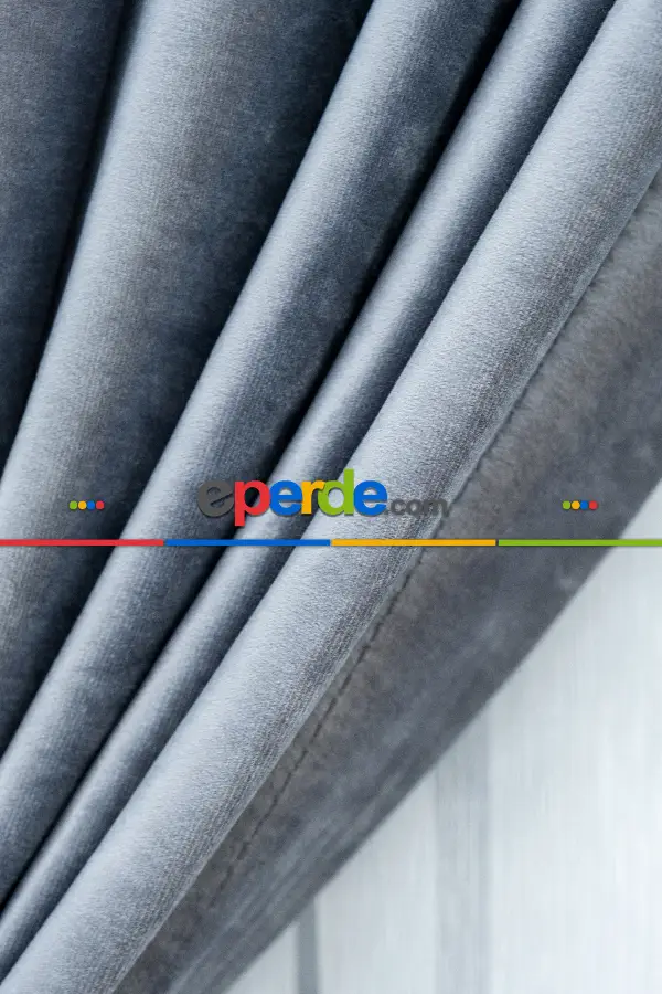 Salon Fon Perde - Orjinal Örme İpek Kadife (ithal)- Gri-Füme-Antrasit