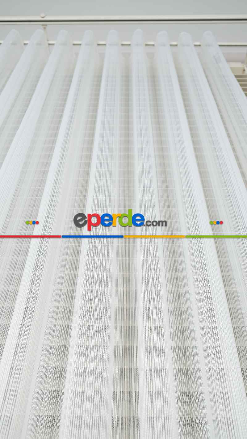 Ekru Çizgili Tül Perde, Ağır Gramajlı Premium Seri, Kurşunlu Etek