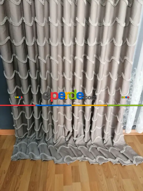 Yatak Odası - Sultan Desenli Keten Fon Perde - Antrasit