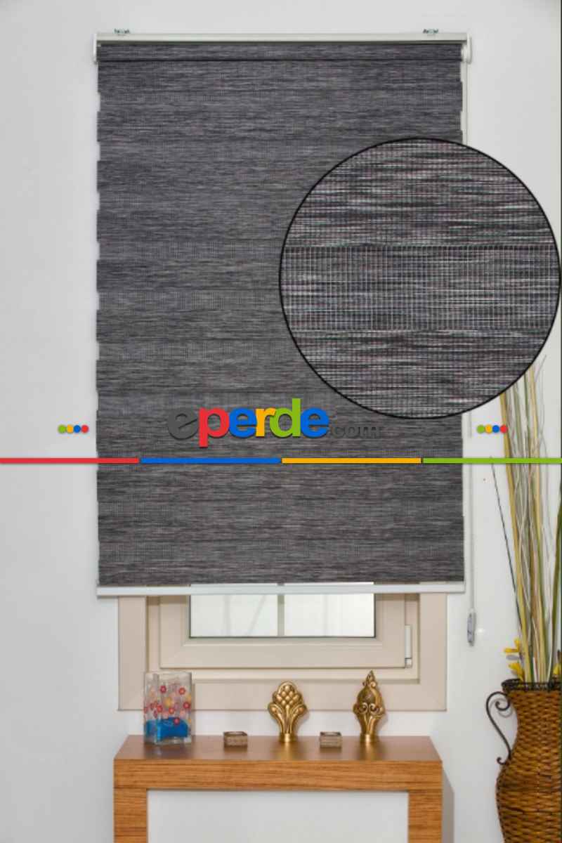 Brillant Kırmızı Zebra Perde- Antrasit