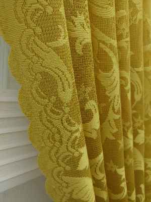 Sarı - Desenli Dantel Tül Fon Perde- Sarı