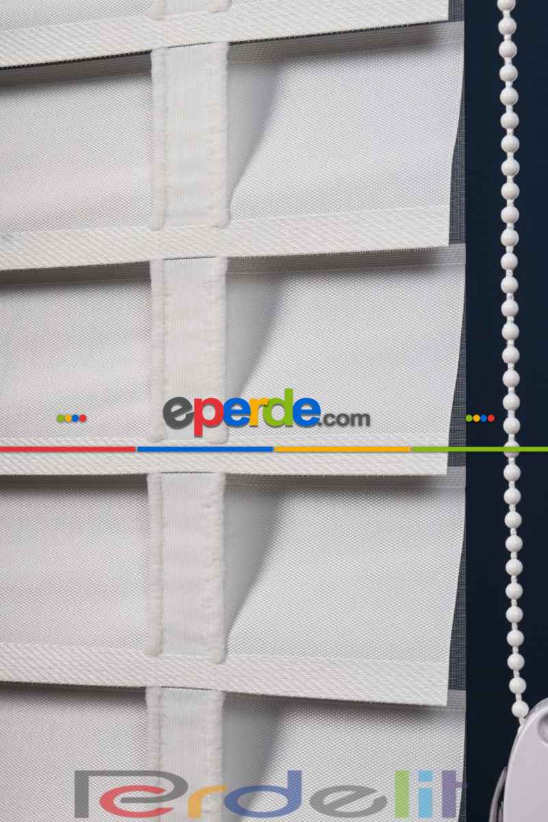 Beyaz 50mm Silüet Kumaş Jaluzi Perde