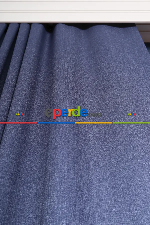 Yatak Odası - Gece Mavi Jakar Dokuma Fon Perde