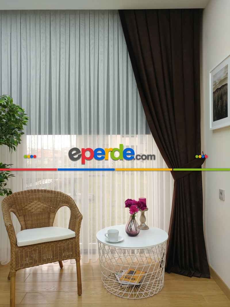 Soft Koyu Kahve Fon Perde Geniş En (285)- Kahve