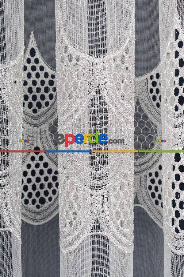 Balık Ağı Tt Zemin Brode Nakış İşlemeli Tül Perde