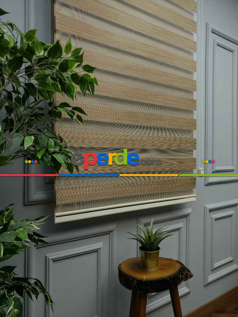 2025 Sezonu - Zebra Perde - Bambu Zebra Perde- Kahve Açık