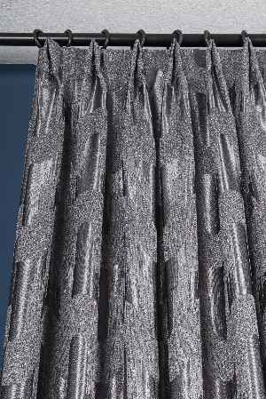 Avantgarde Antrasit Dalgalar Desenli– Modern Jakar Dokuma Fon Perde