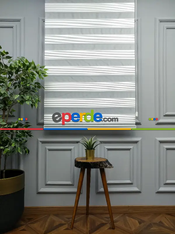 Salon Zebra Perde - 2021 Sezonu - Zebra Perde - Micro Plise (pileli) Zebra Perde- Krem