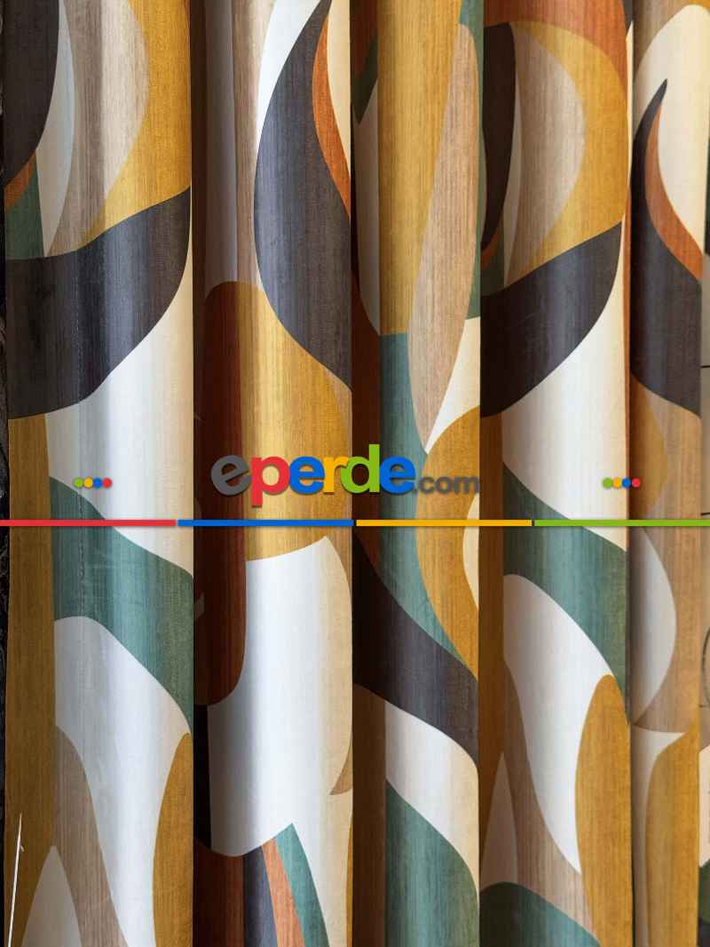 Modern Desenli Fon Perde İthal Kadife