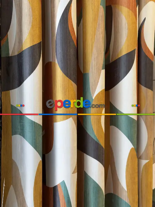 Modern Desenli Fon Perde İthal Kadife