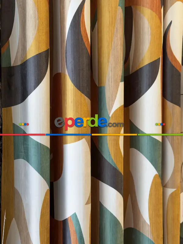 Yatak Odası - Modern Desenli Fon Perde İthal Kadife