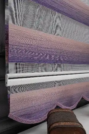 Zebra Perde - Mor Pudra Pembe Geçişli Kırık Pileli Zebra Perde