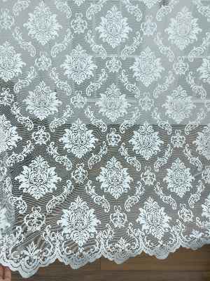 Tül Perde Ve Kruvaze Perde Damask Desenli- Ekru