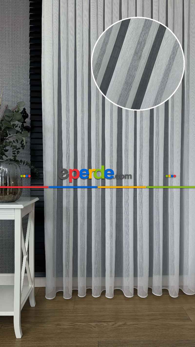 Yeni Sezon Vakko Bambu Dökümlü Düz Tül Perde