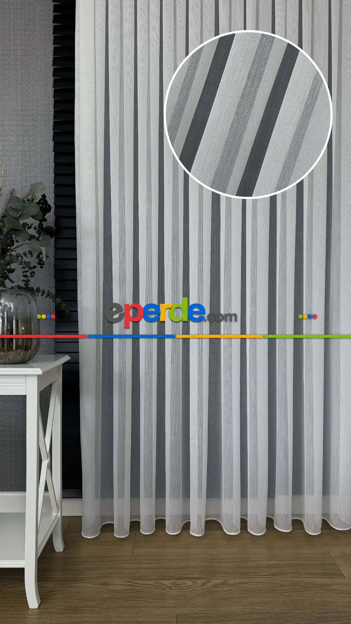 Yeni Sezon Vakko Bambu Dökümlü Düz Tül Perde